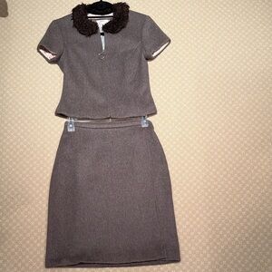 Tocca Gray and Brown Women's Skirt Set